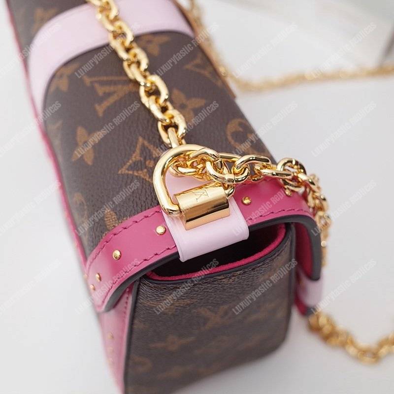 ﻿LV Twist MM Epi Leather With Monogram Canvas Pink