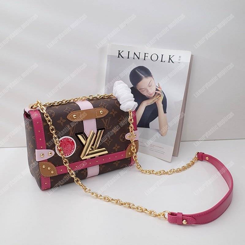 ﻿LV Twist MM Epi Leather With Monogram Canvas Pink