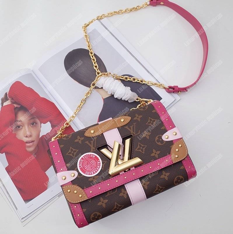 ﻿LV Twist MM Epi Leather With Monogram Canvas Pink