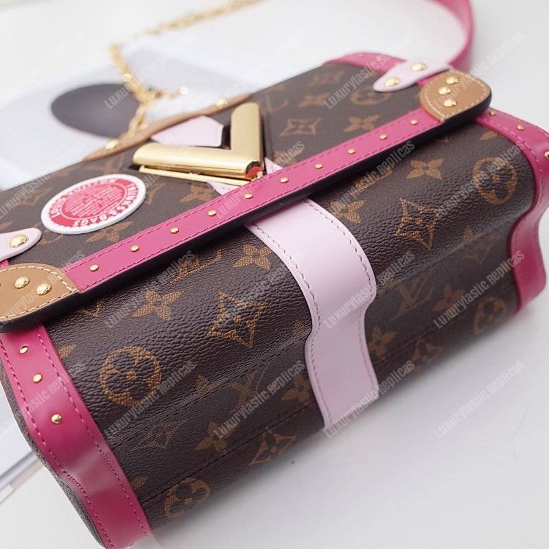 ﻿LV Twist MM Epi Leather With Monogram Canvas Pink