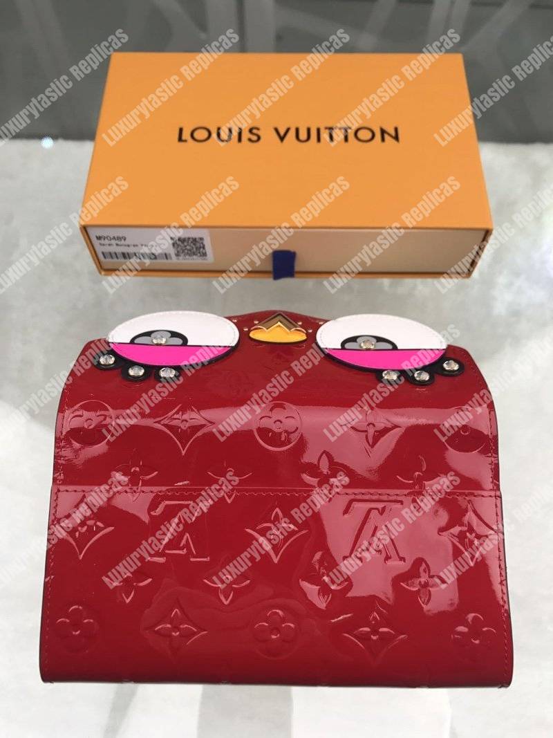 LV Sarah Wallet Vernis Cerise Lovely Birds
