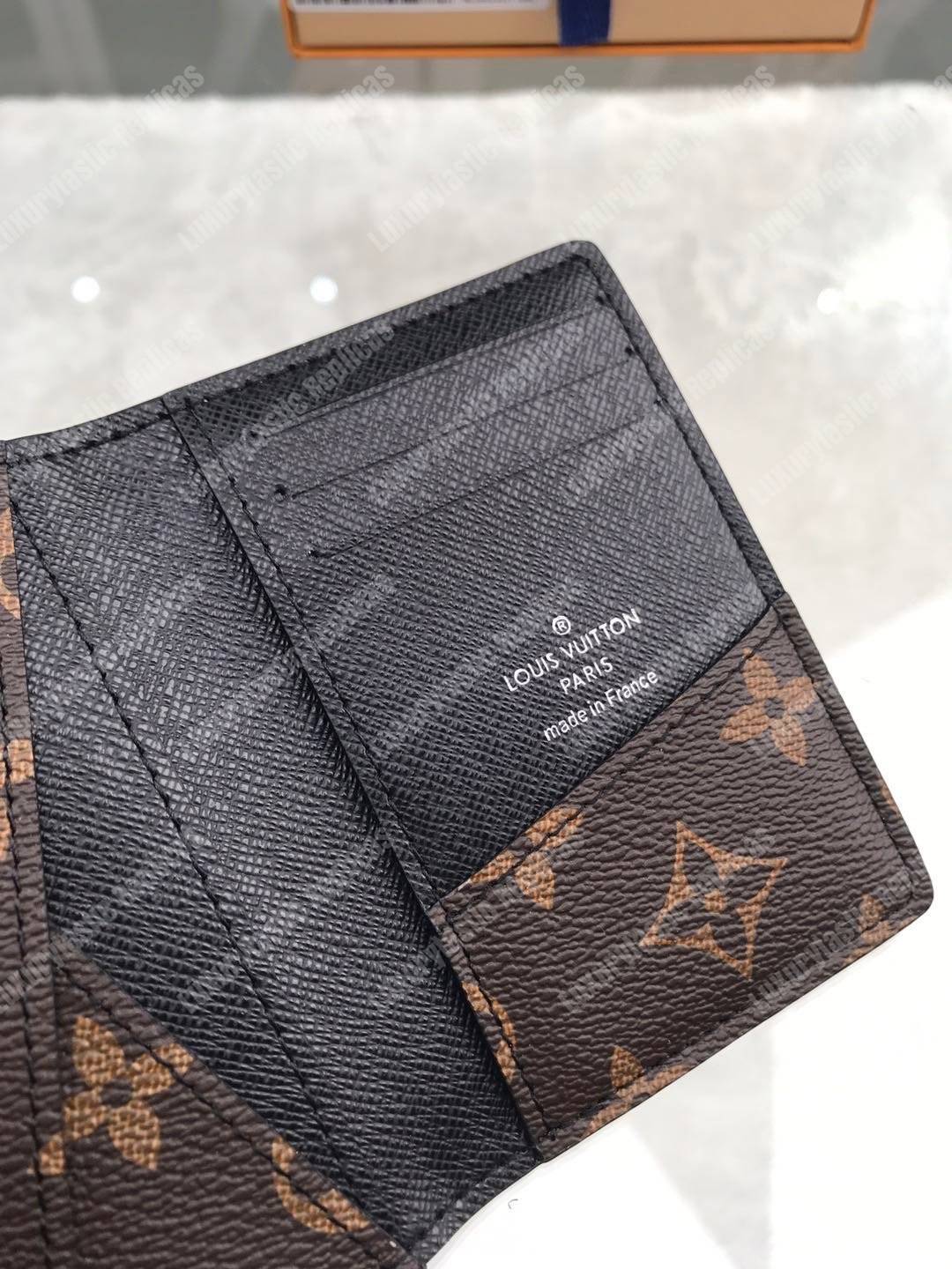 LV Pocket Organizer Monogram Macassar Canvas Black