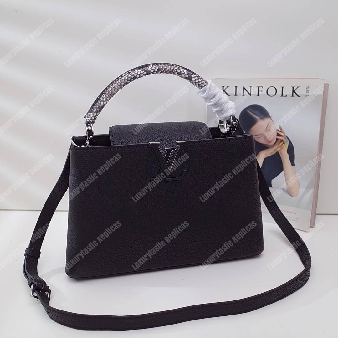 LV Capucines PM Noir Python Leather Trim