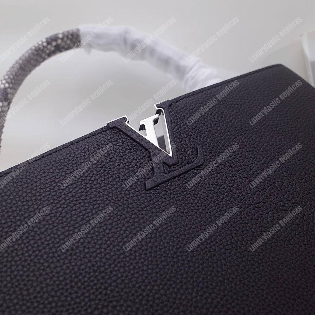 LV Capucines MM Noir Python Leather Trim