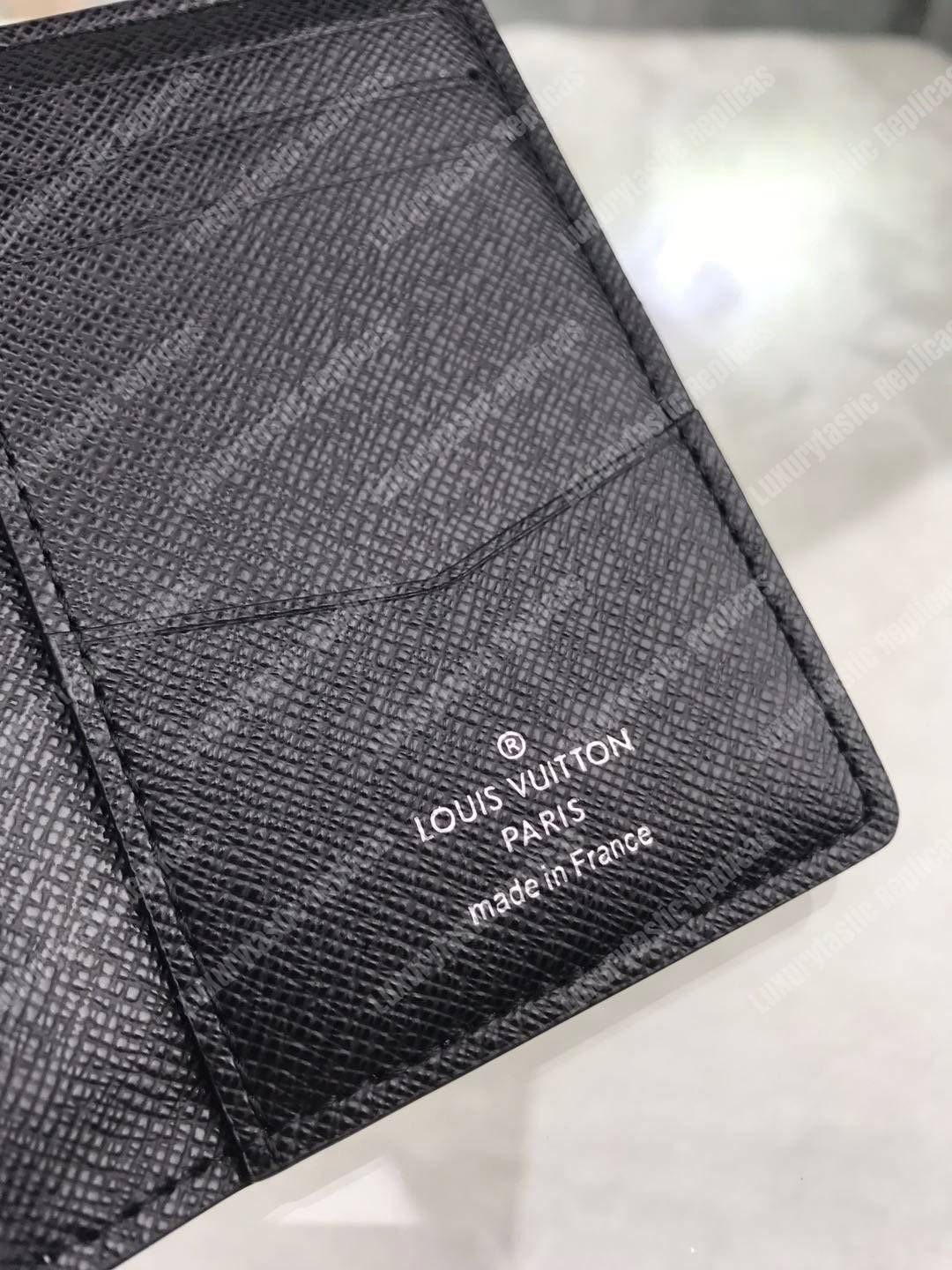 LV Pocket Organizer De Posh Blue White Stripe Taiga