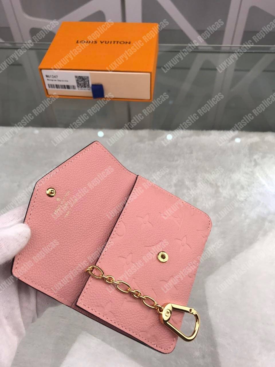 LV Key Pouch Monogram Empreinte Rose Poudre