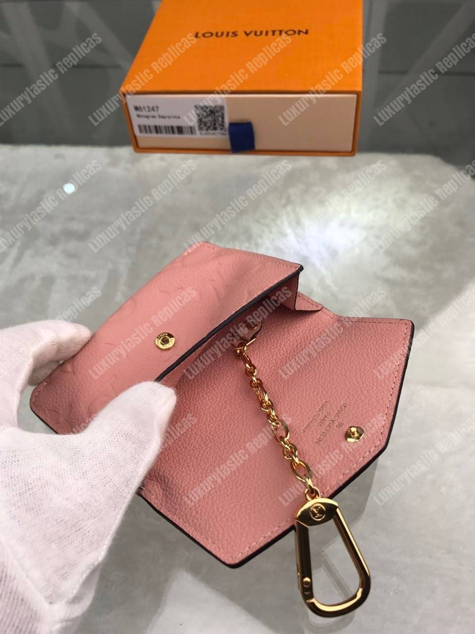 LV Key Pouch Monogram Empreinte Rose Poudre