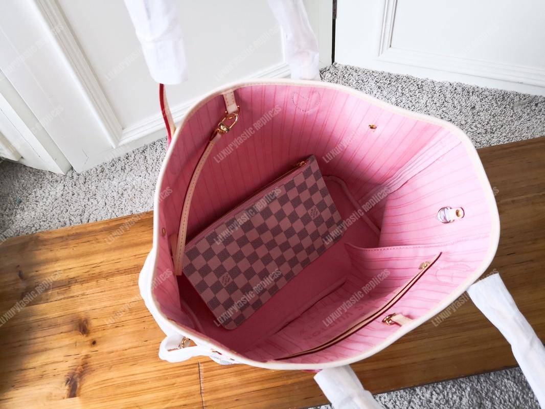 LV Neverfull MM Damier Azur Rose Ballerine