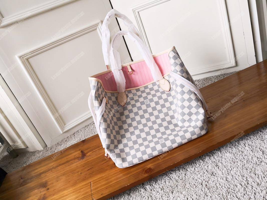 LV Neverfull MM Damier Azur Rose Ballerine