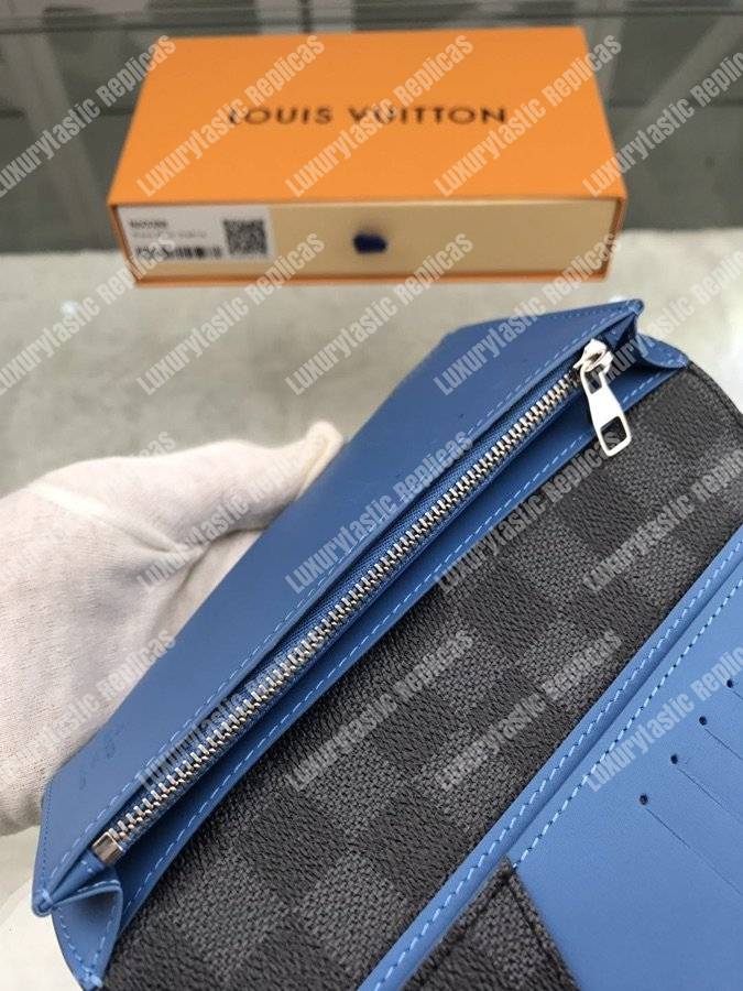 LV Brazza Wallet Damier Graphite Blue Stripe