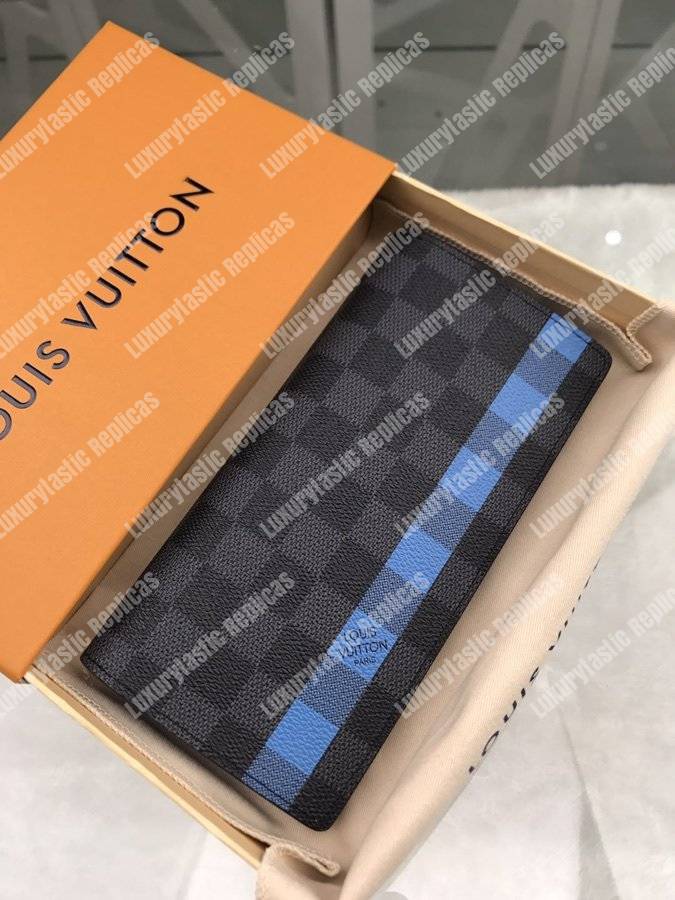 LV Brazza Wallet Damier Graphite Blue Stripe