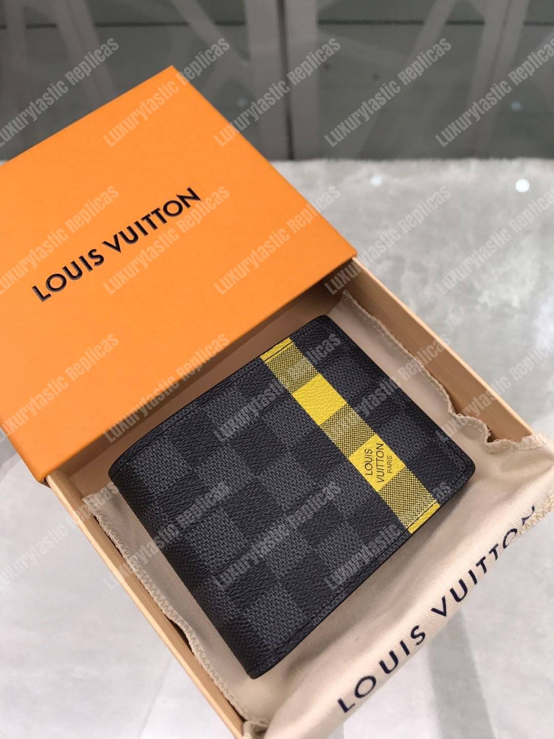 LV Slender Wallet Damier Graphite Yellow Stripe