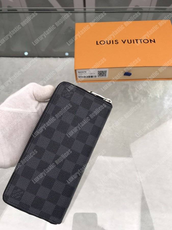 LV Zippy Wallet Vertical Damier Graphite Canvas Blue Stripe