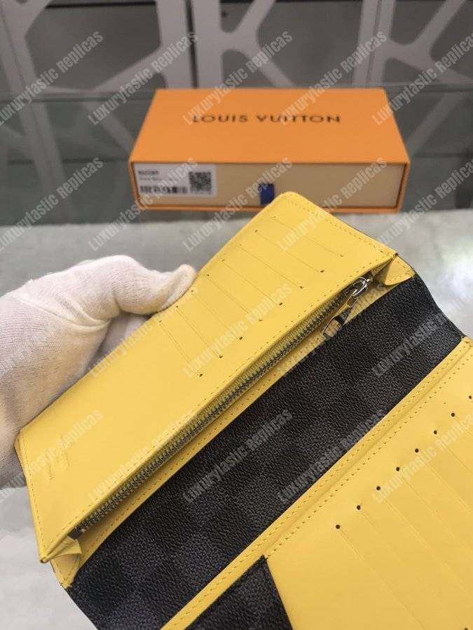LV Brazza Wallet Damier Graphite Yellow Stripe
