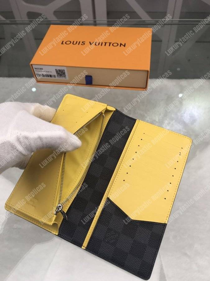 LV Brazza Wallet Damier Graphite Yellow Stripe