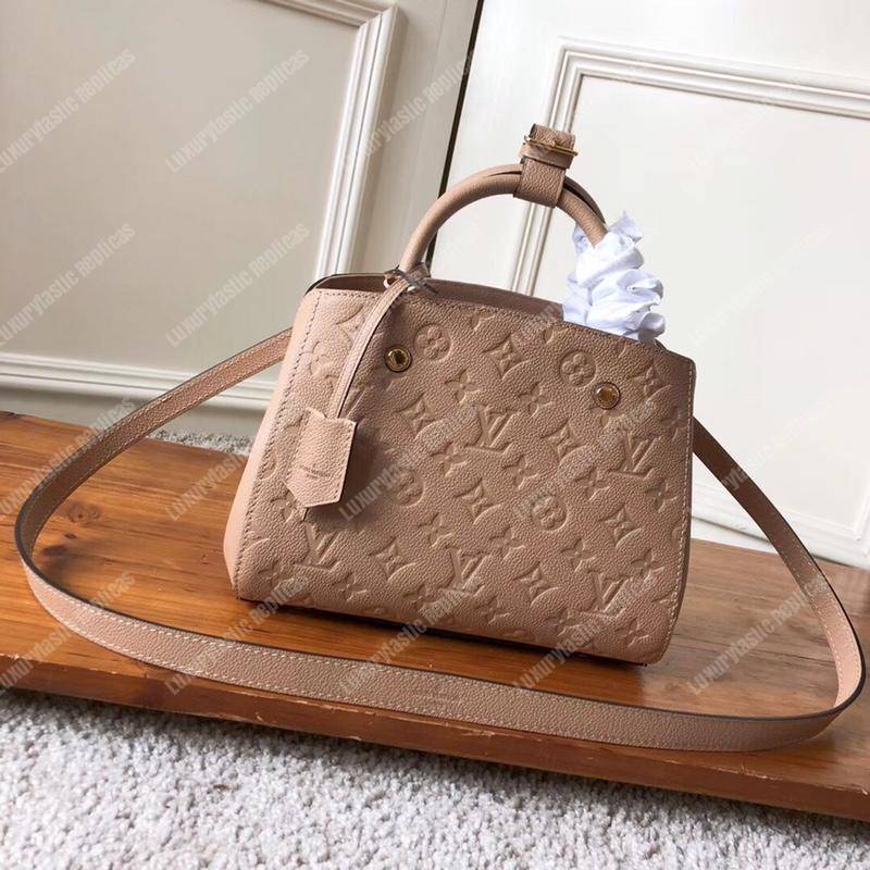 LV Montaigne BB Monogram Empreinte Leather Papyrus