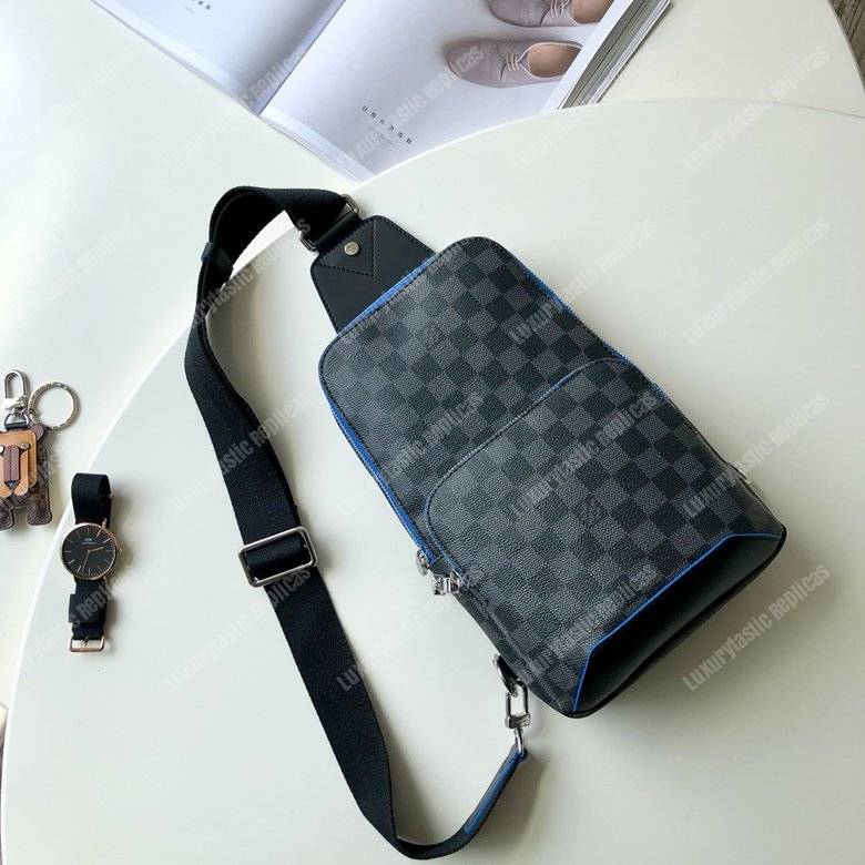 LV Avenue Sling Bag Damier Graphite Gray/Blue