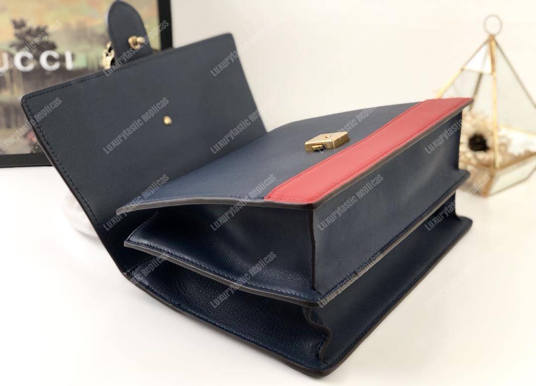 G*u*i dionysus medium smooth leather bamboo top handle bag blue/green/red