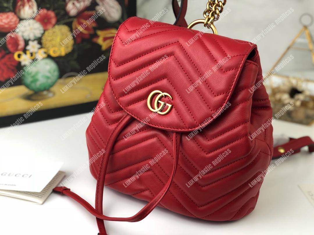 G*u*i gg matelassé marmont backpack bag hibiscus red