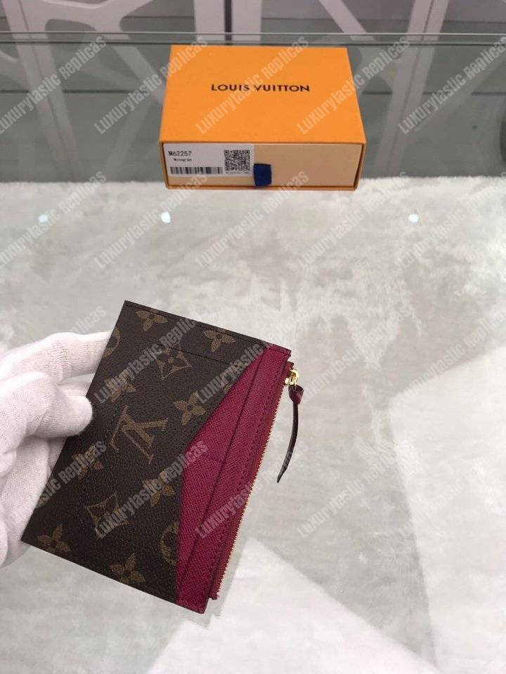 LV Zipped Card Holder Monogram Fuchsia Pink