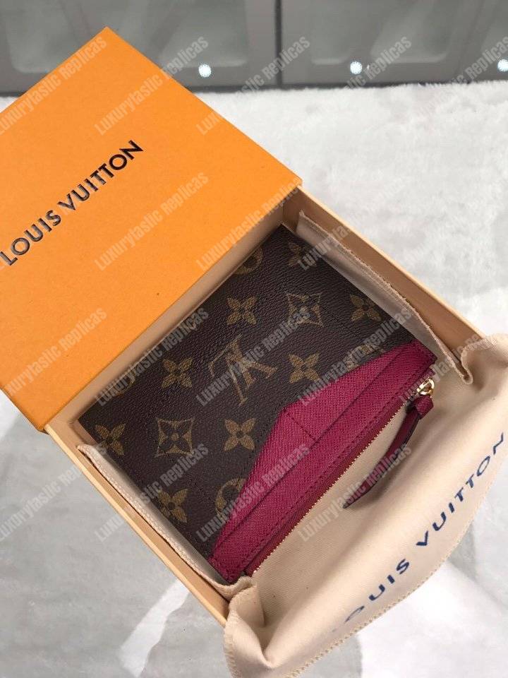LV Zipped Card Holder Monogram Fuchsia Pink