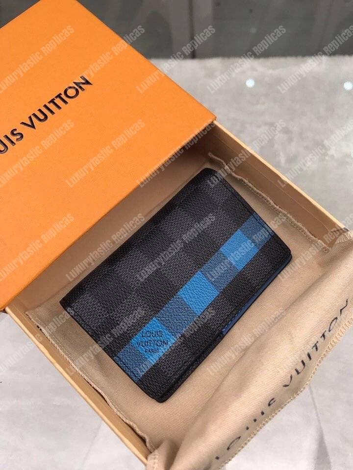 LV Pocket Organizer Damier Graphite Blue Stripe