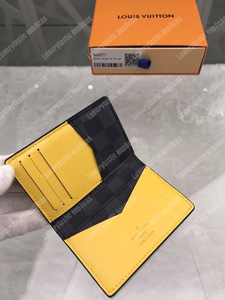 LV Pocket Organizer Damier Graphite Yellow Stripe