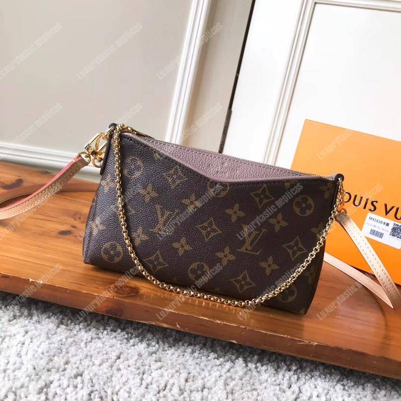 LV Pallas Clutch Bag Monogram Brown