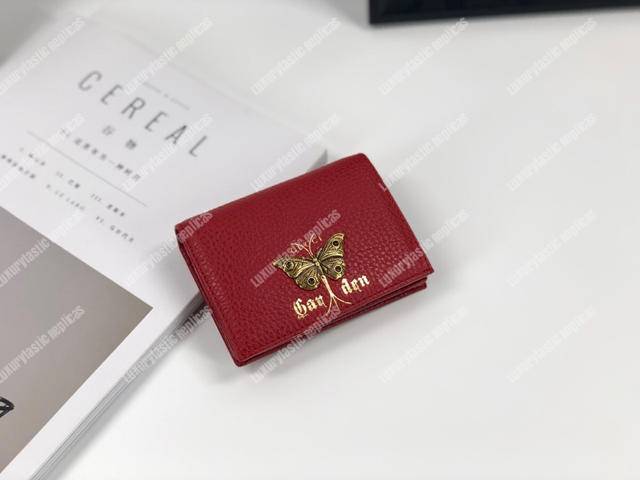 G*u*i garden leather wallet red with butterfly