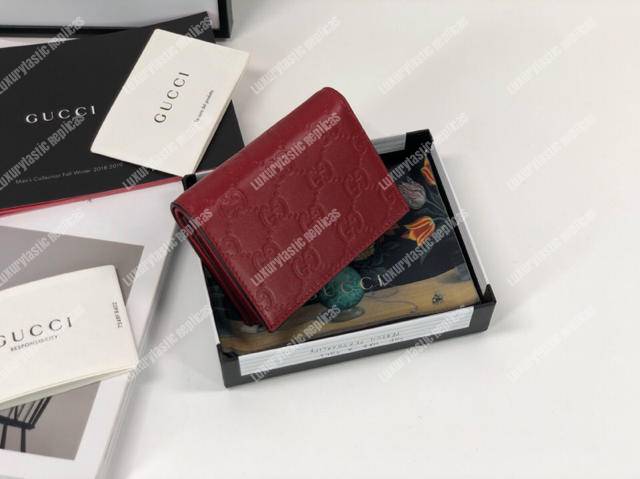 G*u*i signature card case wallet with cherries red