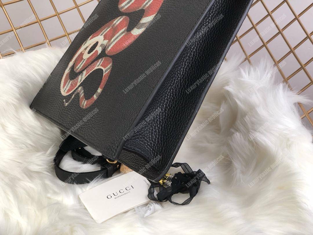 G*u*i kingsnake print leather tote