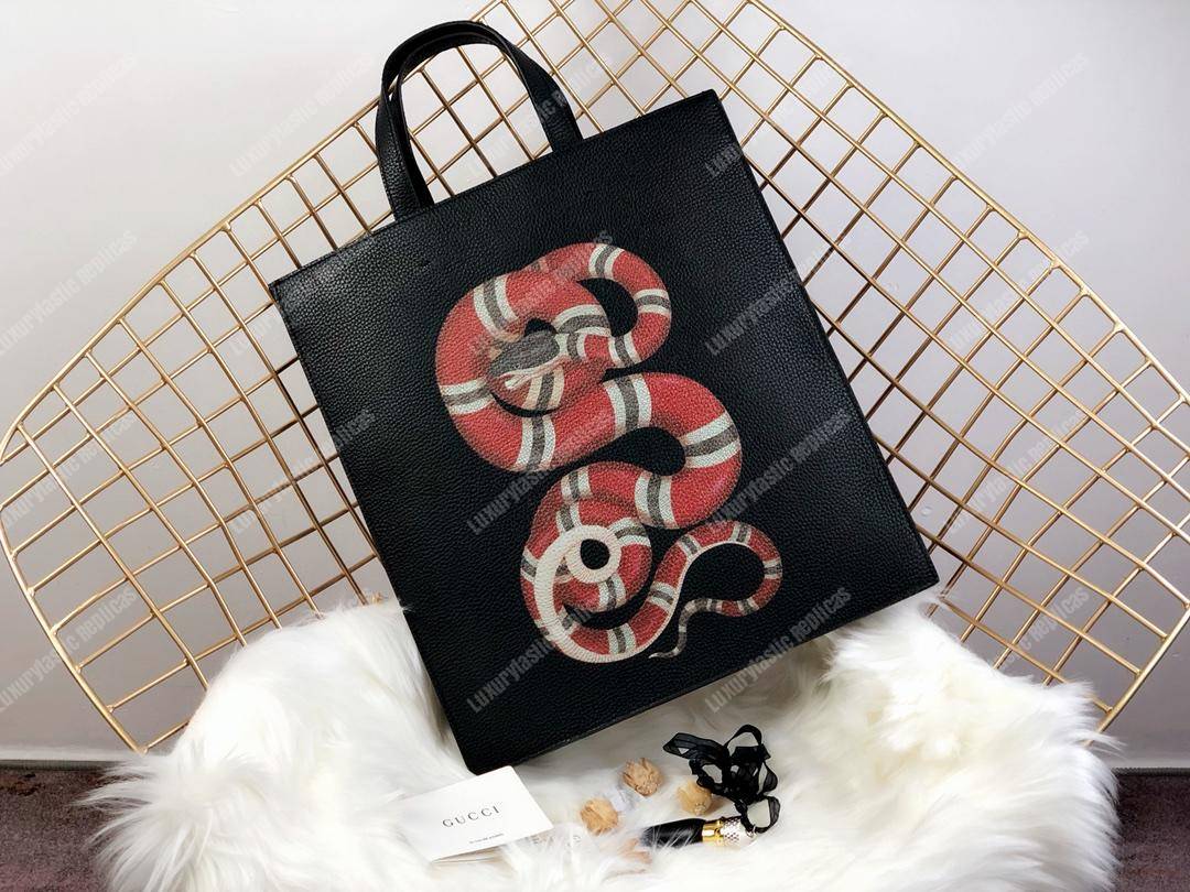 G*u*i kingsnake print leather tote