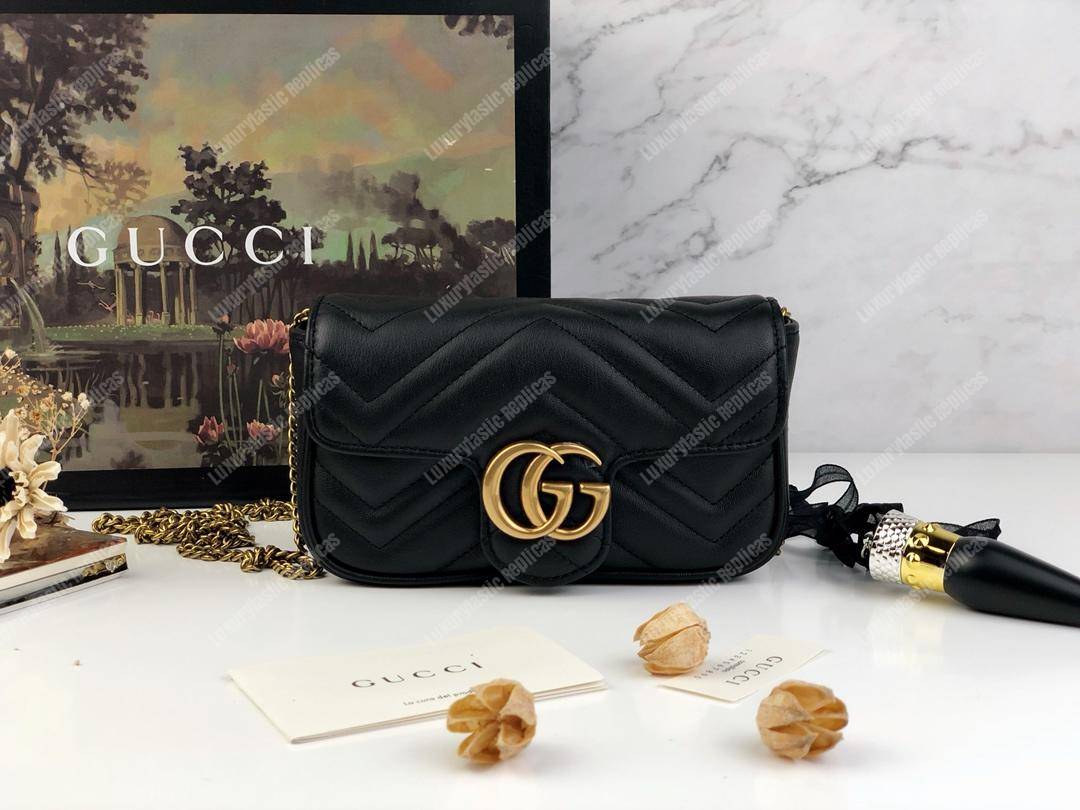 G*u*i gg marmont matelassé super mini bag black