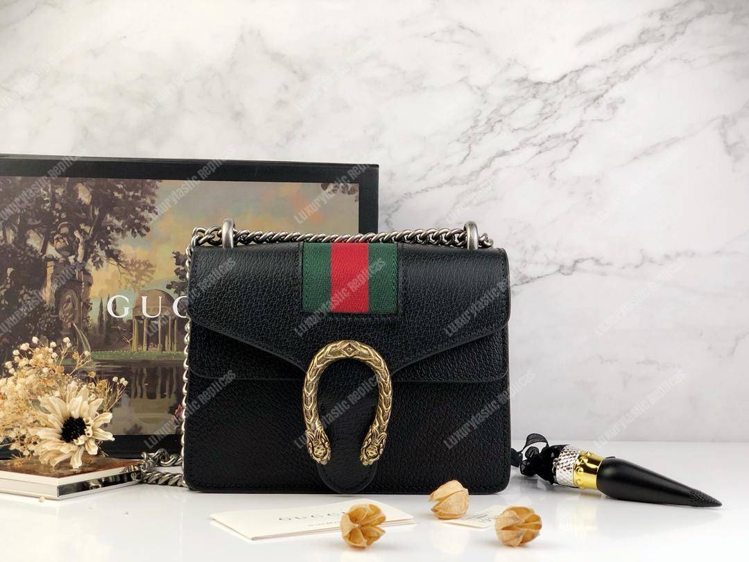 G*u*i dionysus leather mini bag black green red web