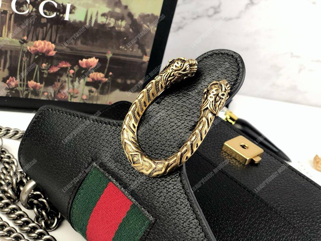 G*u*i dionysus leather mini bag black green red web