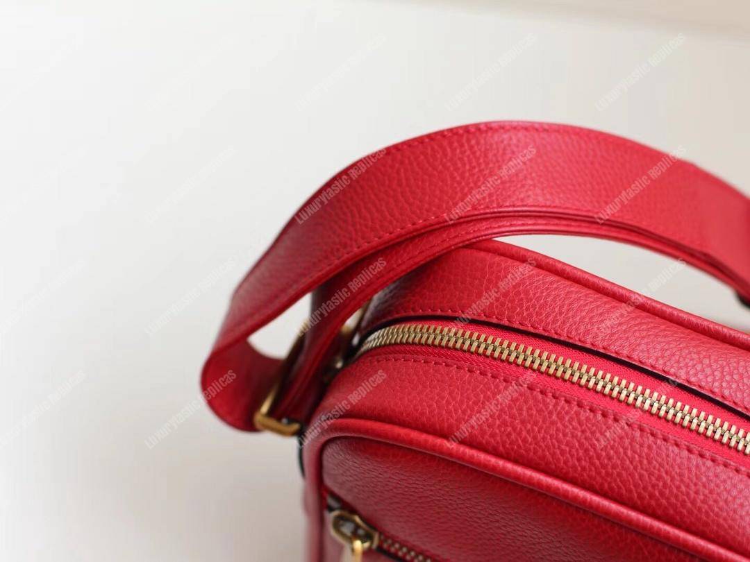 G*u*i print messenger bag hibiscus red leather