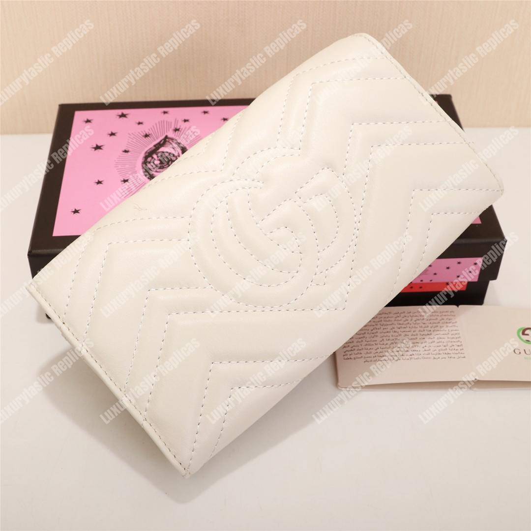 G*u*i gg marmont continental wallet with animal studs white