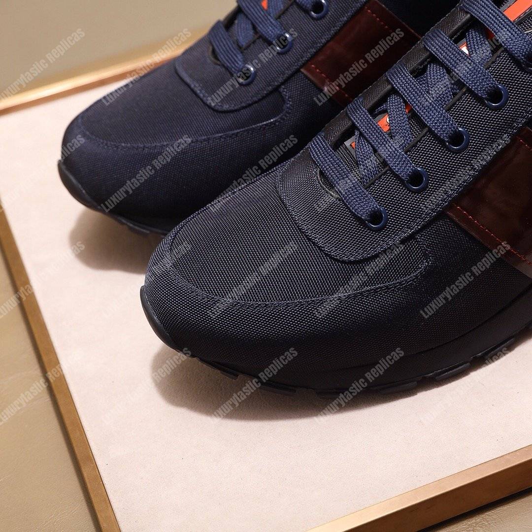 Pra*a fabric and leather sneakers black/brown