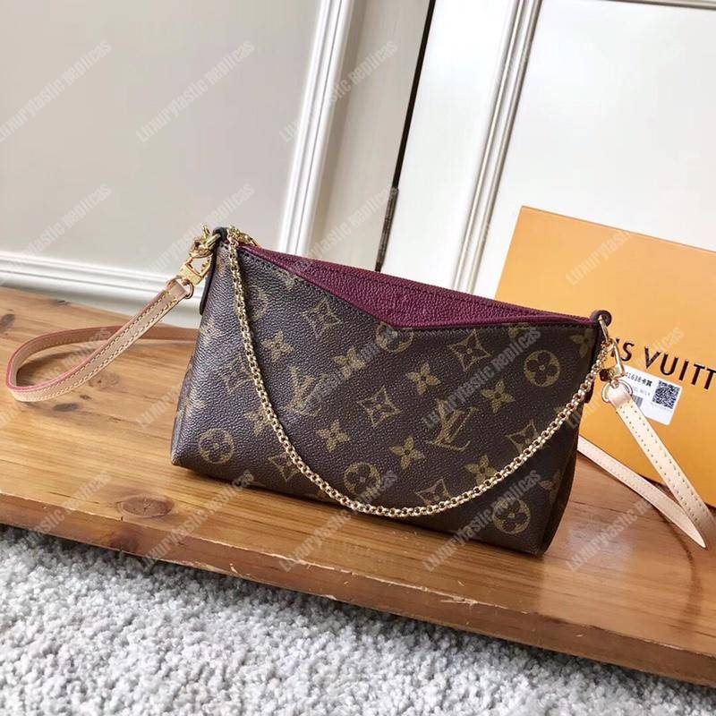 LV Pallas Clutch Bag Monogram Raisin