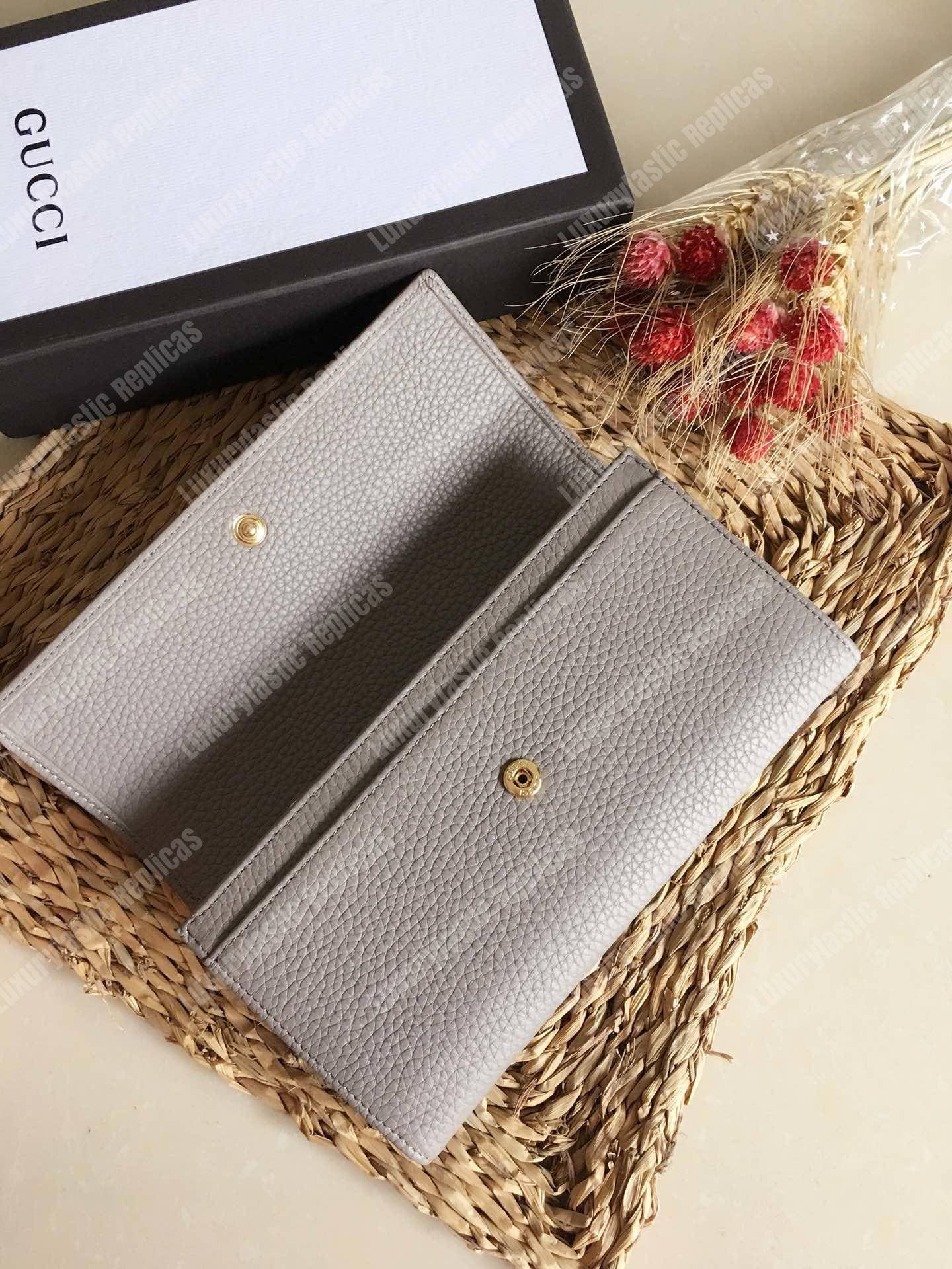 G*u*i gg leather continental wallet gray