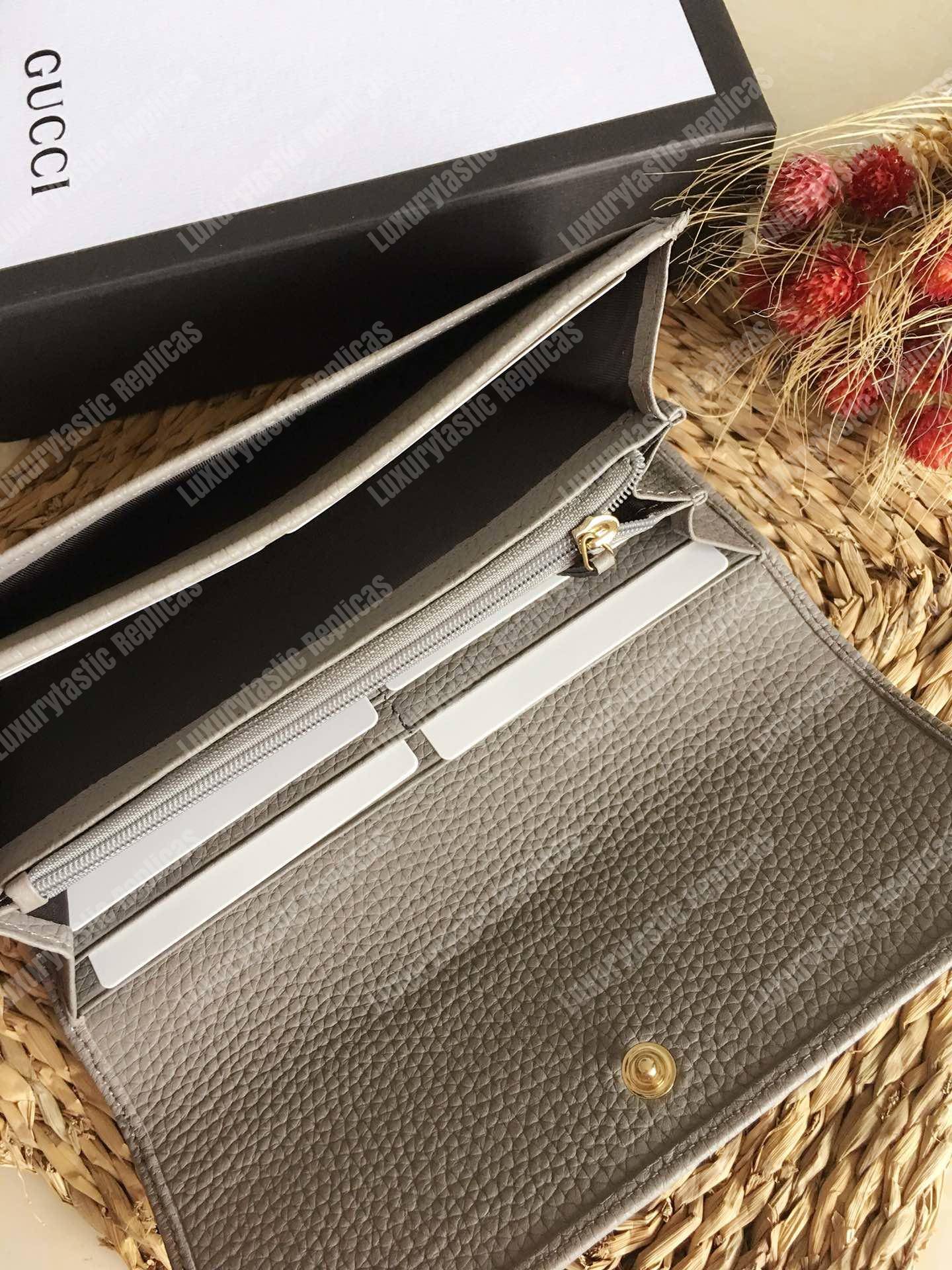 G*u*i gg leather continental wallet gray