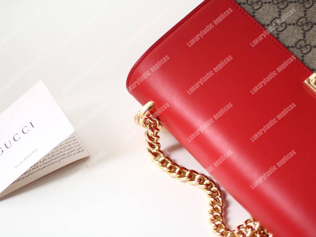 G*u*i padlock medium gg shoulder red/pink