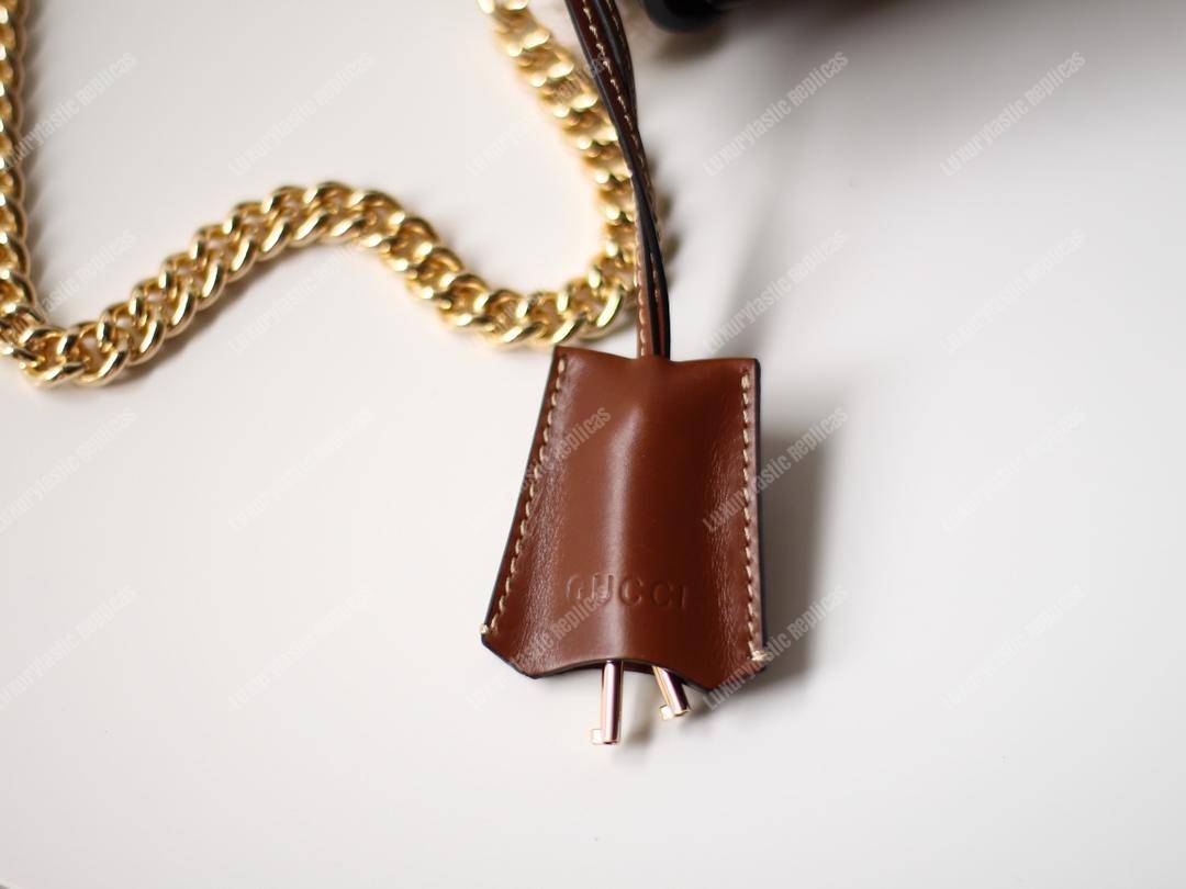 G*u*i padlock medium gg shoulder black/brown