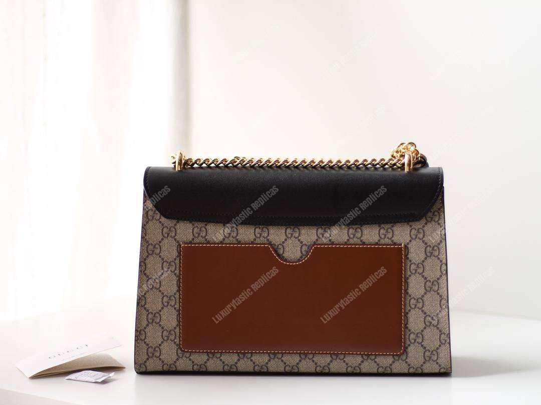 G*u*i padlock medium gg shoulder black/brown