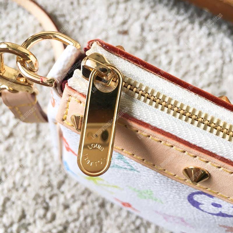 LV Pochette Accessories Monogram Multicolor White Coated Canvas