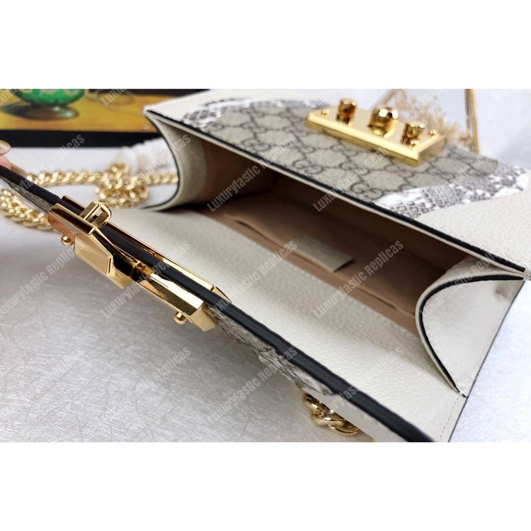 G*u*i abstract padlock shoulder bag white