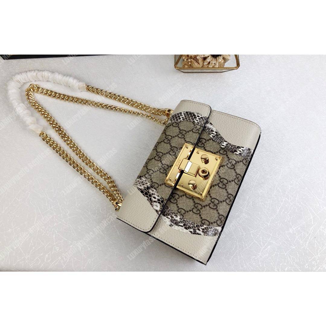 G*u*i abstract padlock shoulder bag white