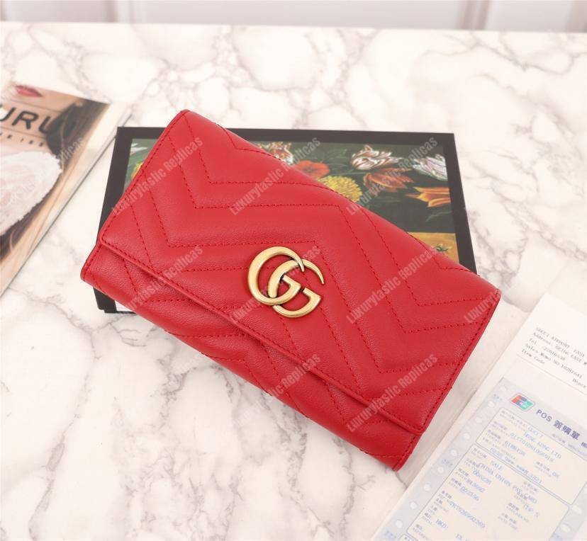 G*u*i gg marmont chevron continental wallet red