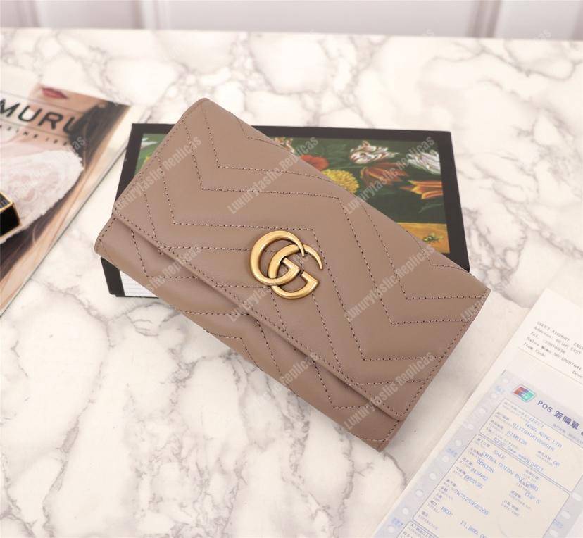 G*u*i gg marmont chevron continental wallet dusty pink