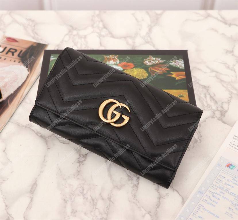 G*u*i gg marmont chevron continental wallet black